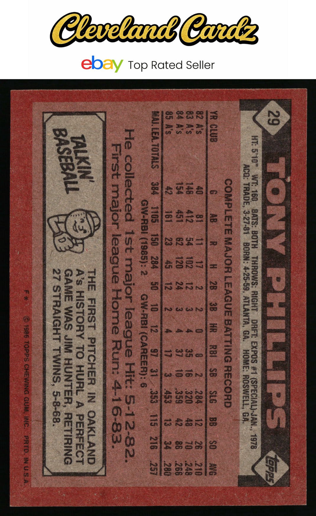 1986 Topps #29 Tony Phillips