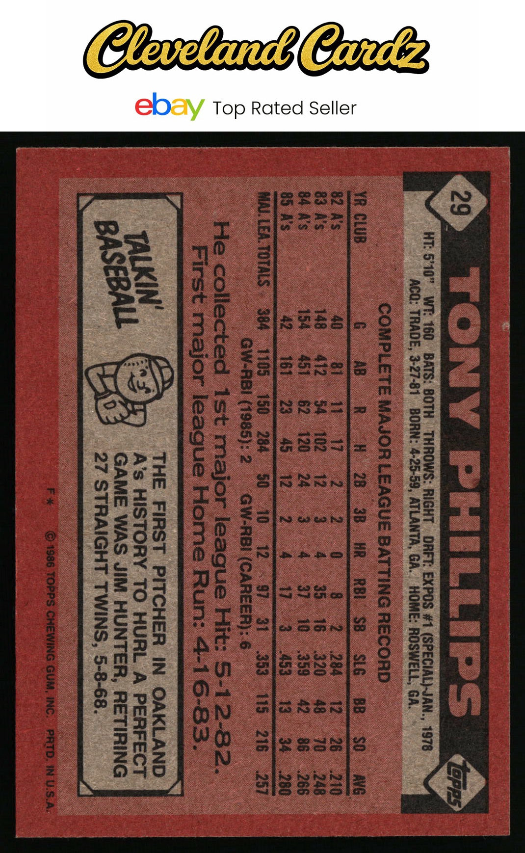 1986 Topps #29 Tony Phillips