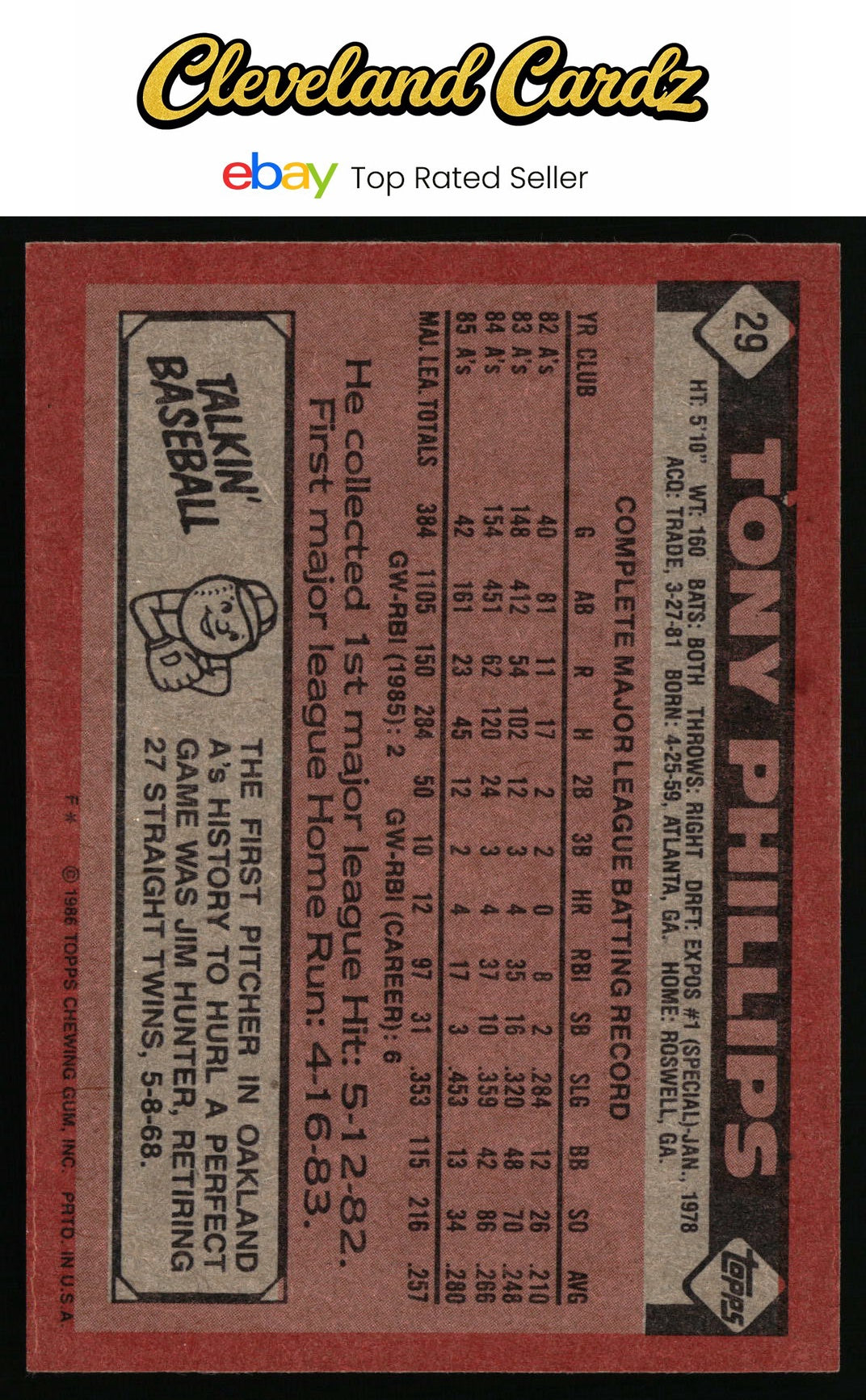 1986 Topps #29 Tony Phillips
