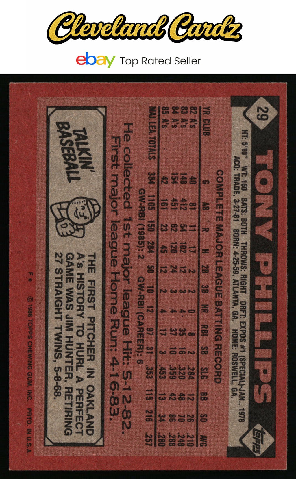 1986 Topps #29 Tony Phillips