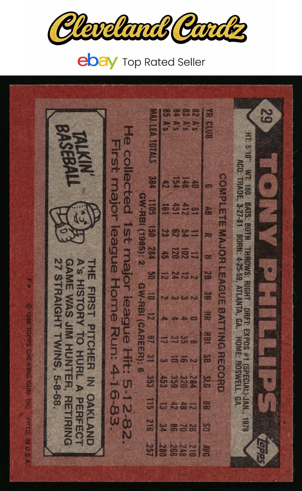 1986 Topps #29 Tony Phillips