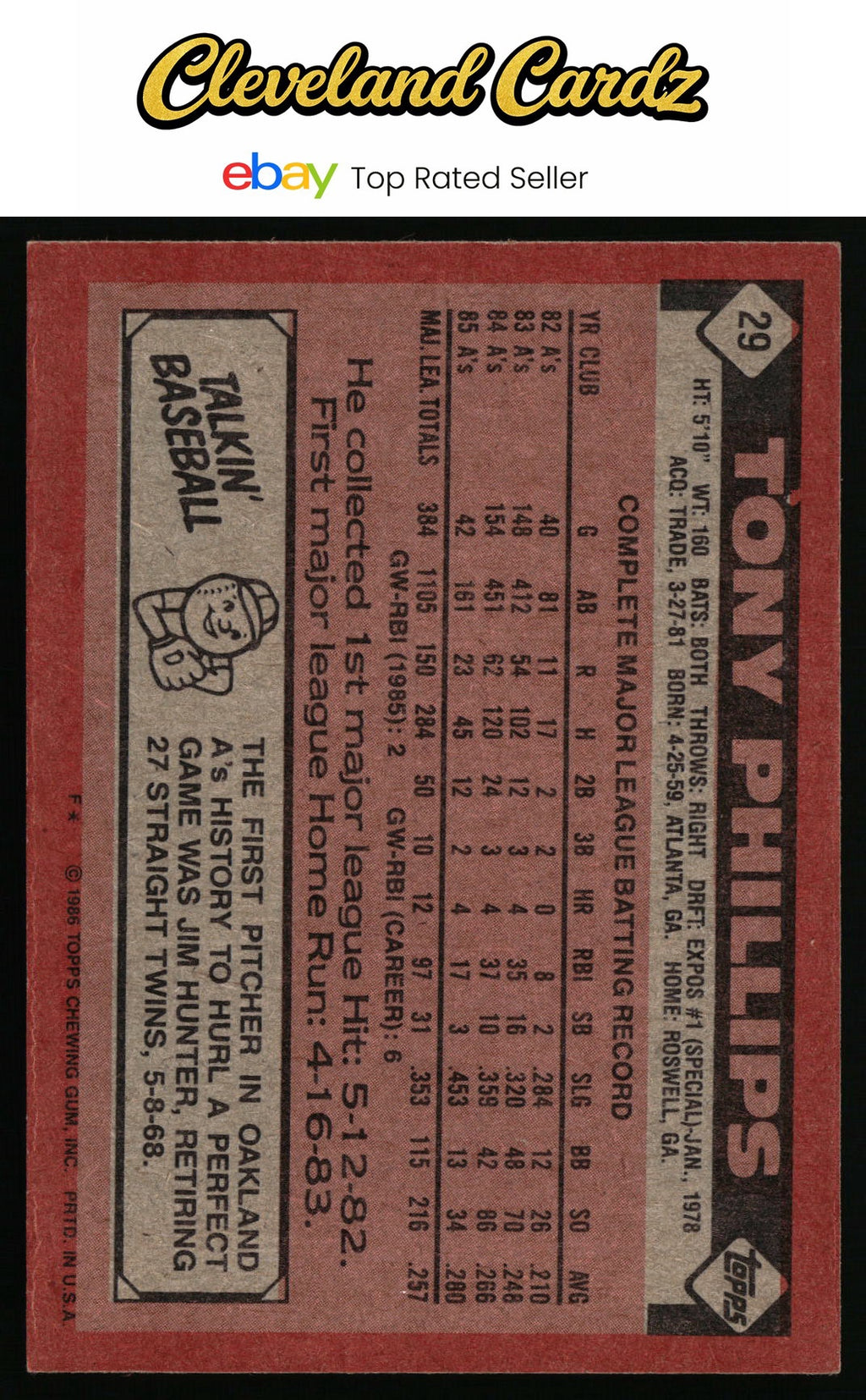 1986 Topps #29 Tony Phillips