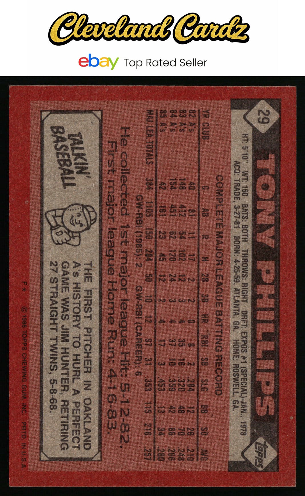 1986 Topps #29 Tony Phillips
