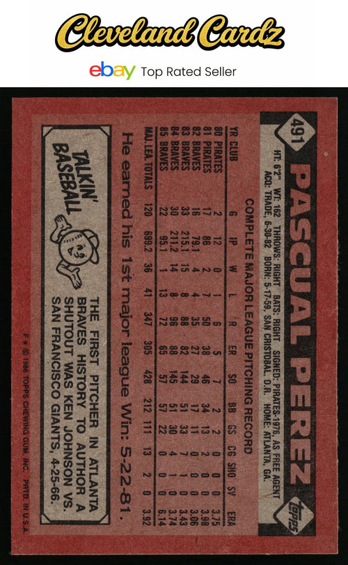 1986 Topps #491 Pascual Perez