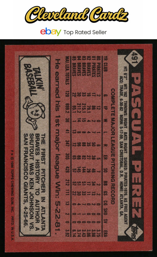 1986 Topps #491 Pascual Perez