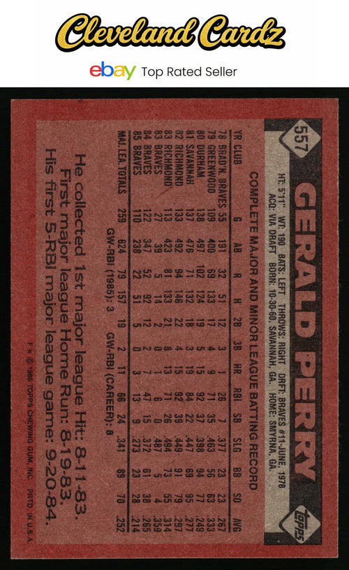 1986 Topps #557 Gerald Perry