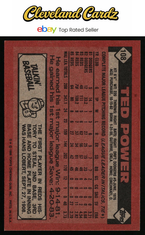 1986 Topps #108 Ted Power