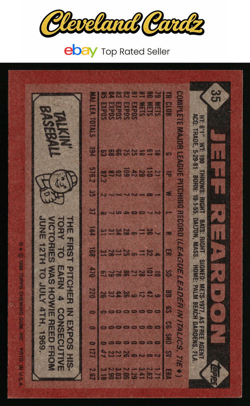 1986 Topps #35 Jeff Reardon