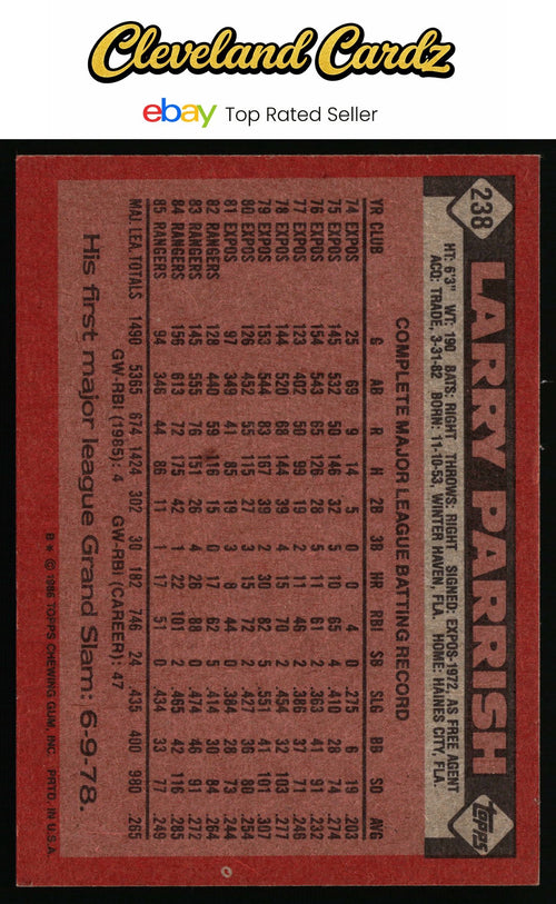 1986 Topps #238 Larry Parrish