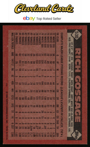 1986 Topps #530 Rich Gossage