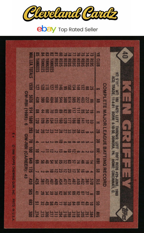 1986 Topps #40 Ken Griffey