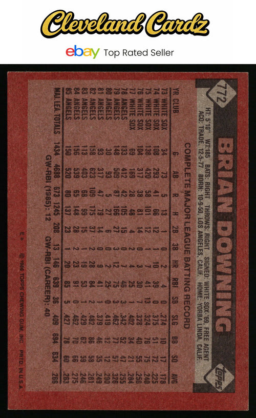 1986 Topps #772 Brian Downing