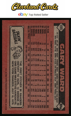 1986 Topps #105 Gary Ward