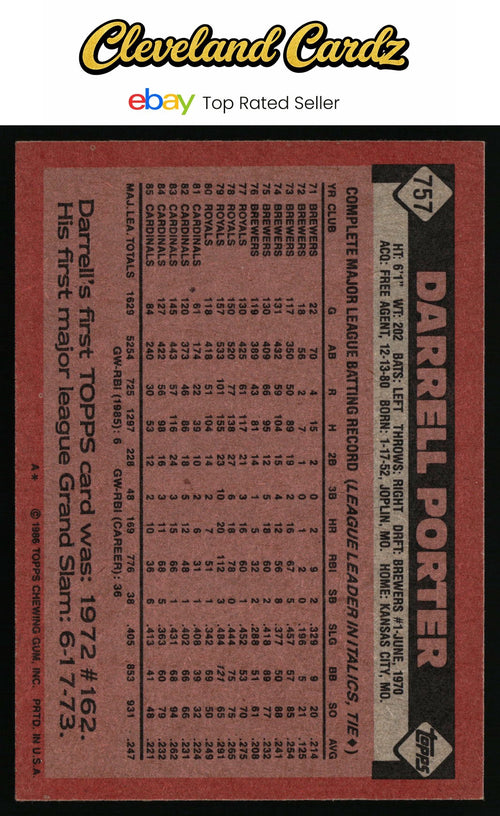 1986 Topps #757 Darrell Porter