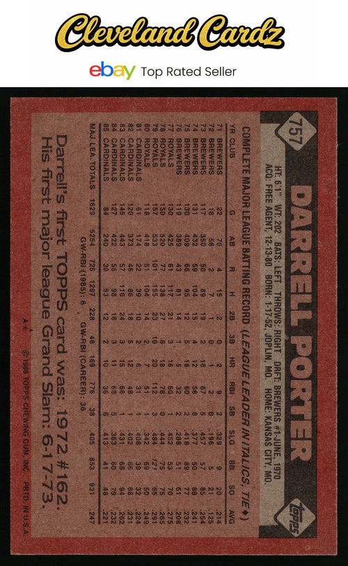 1986 Topps #757 Darrell Porter