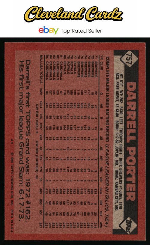 1986 Topps #757 Darrell Porter