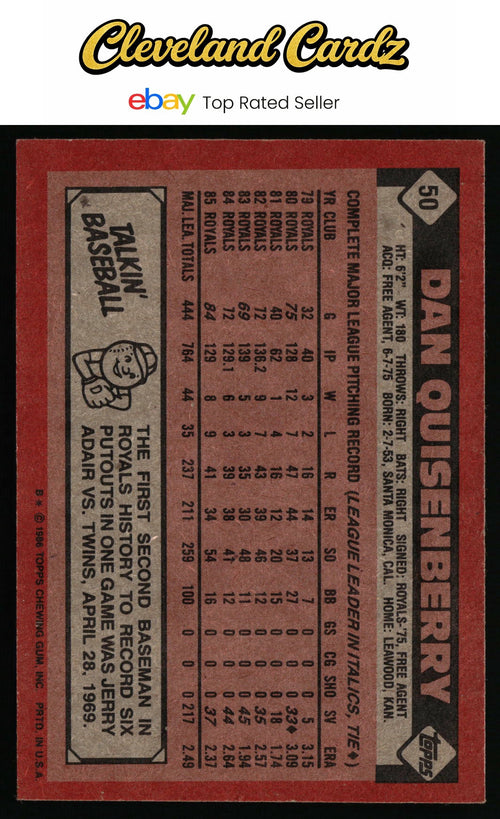 1986 Topps #50 Dan Quisenberry