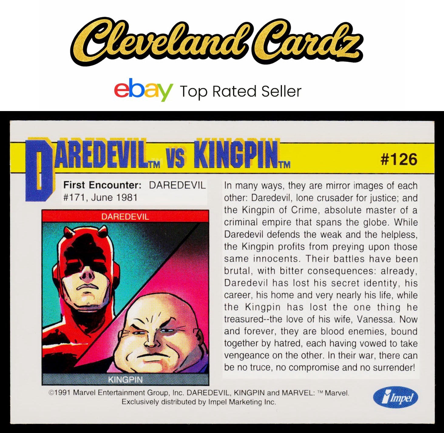 1991 Impel Marvel Universe II #126 Daredevil vs. Kingpin