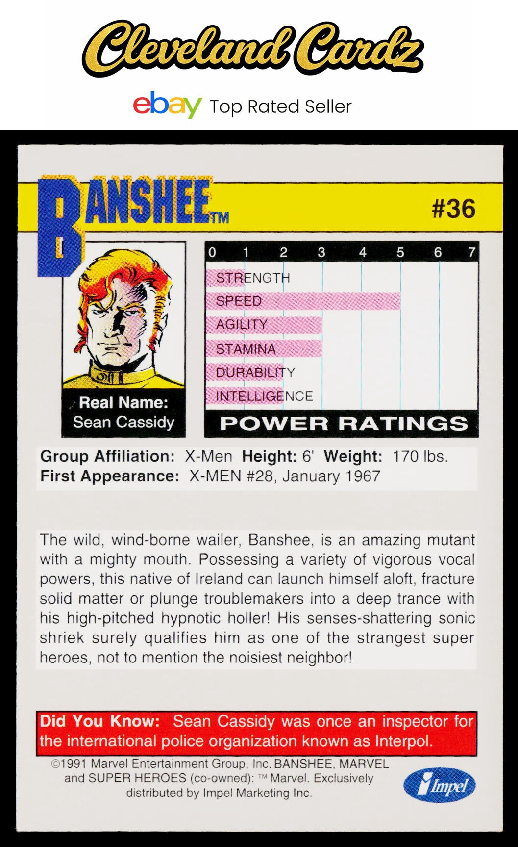 1991 Impel Marvel Universe II #36 Banshee