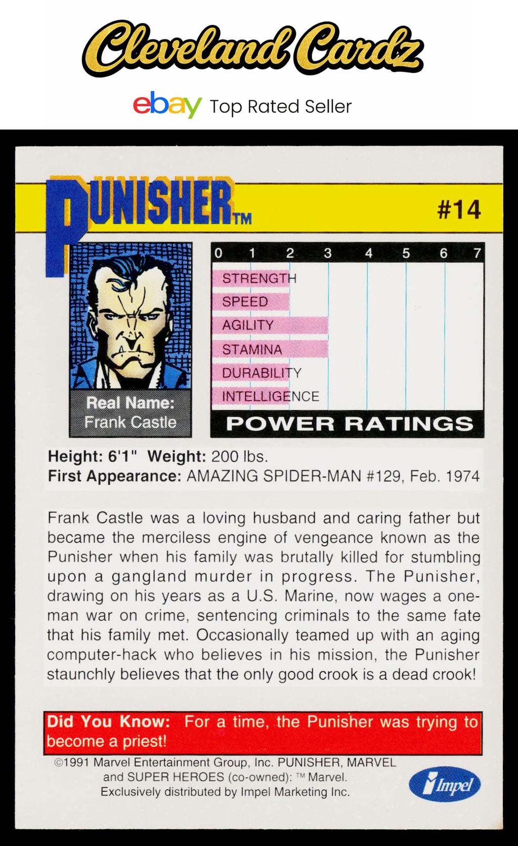 1991 Impel Marvel Universe II #14b Punisher