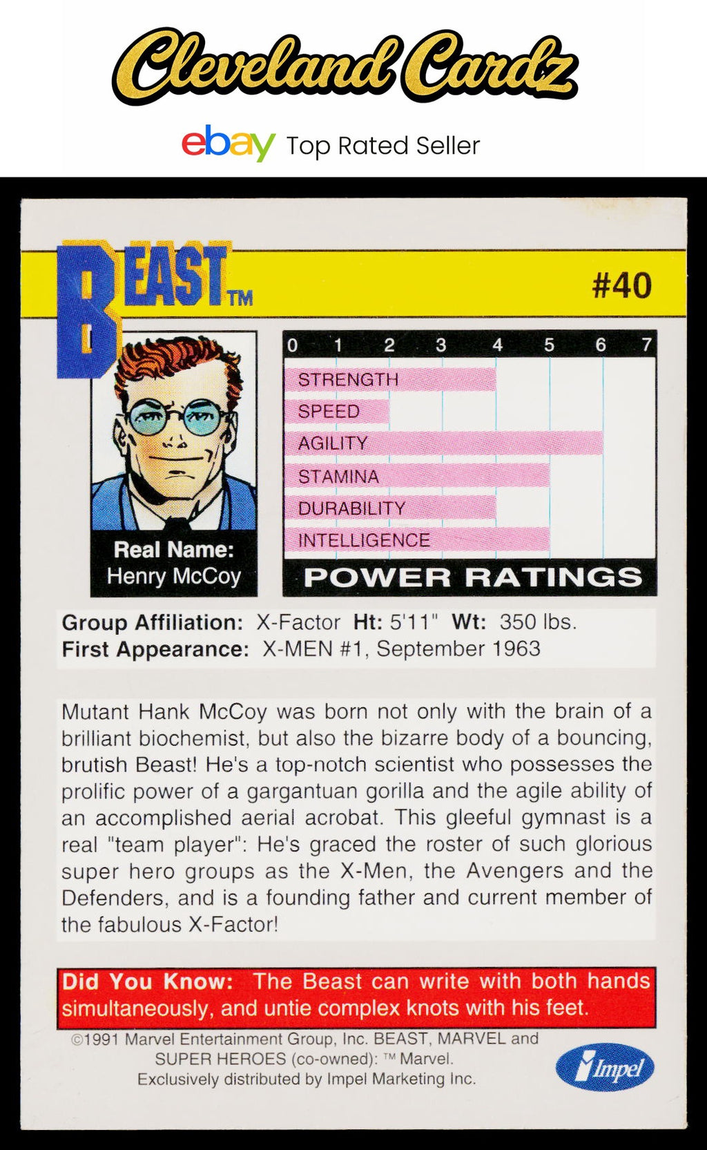 1991 Impel Marvel Universe II #40 Beast