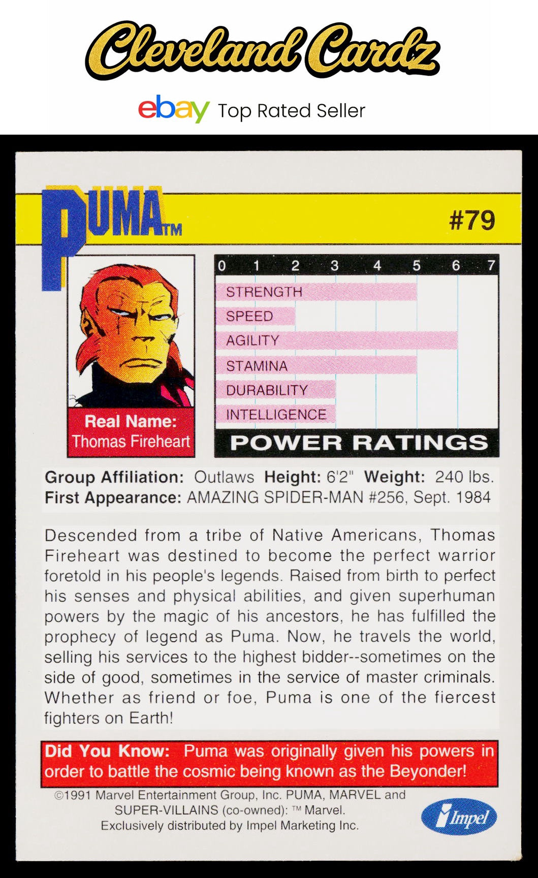 1991 Impel Marvel Universe II #79 Puma