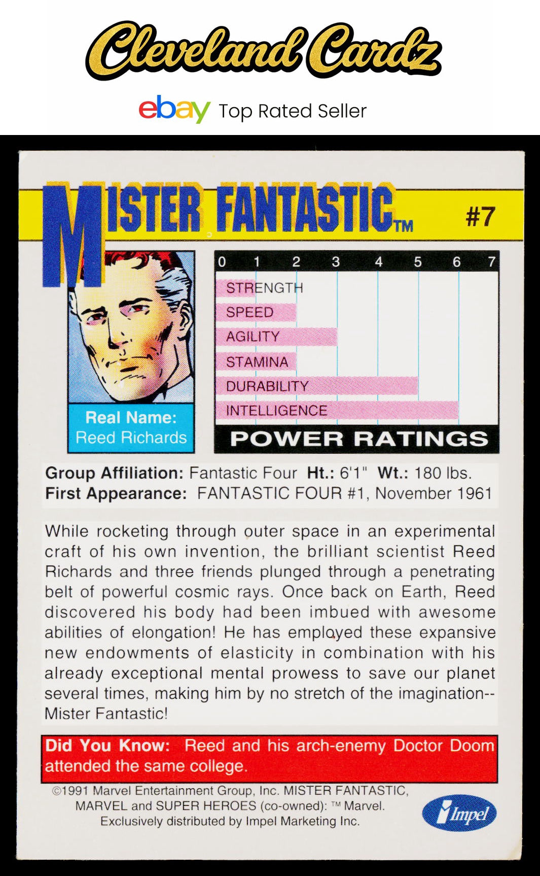 1991 Impel Marvel Universe II #7a Mister Fantastic