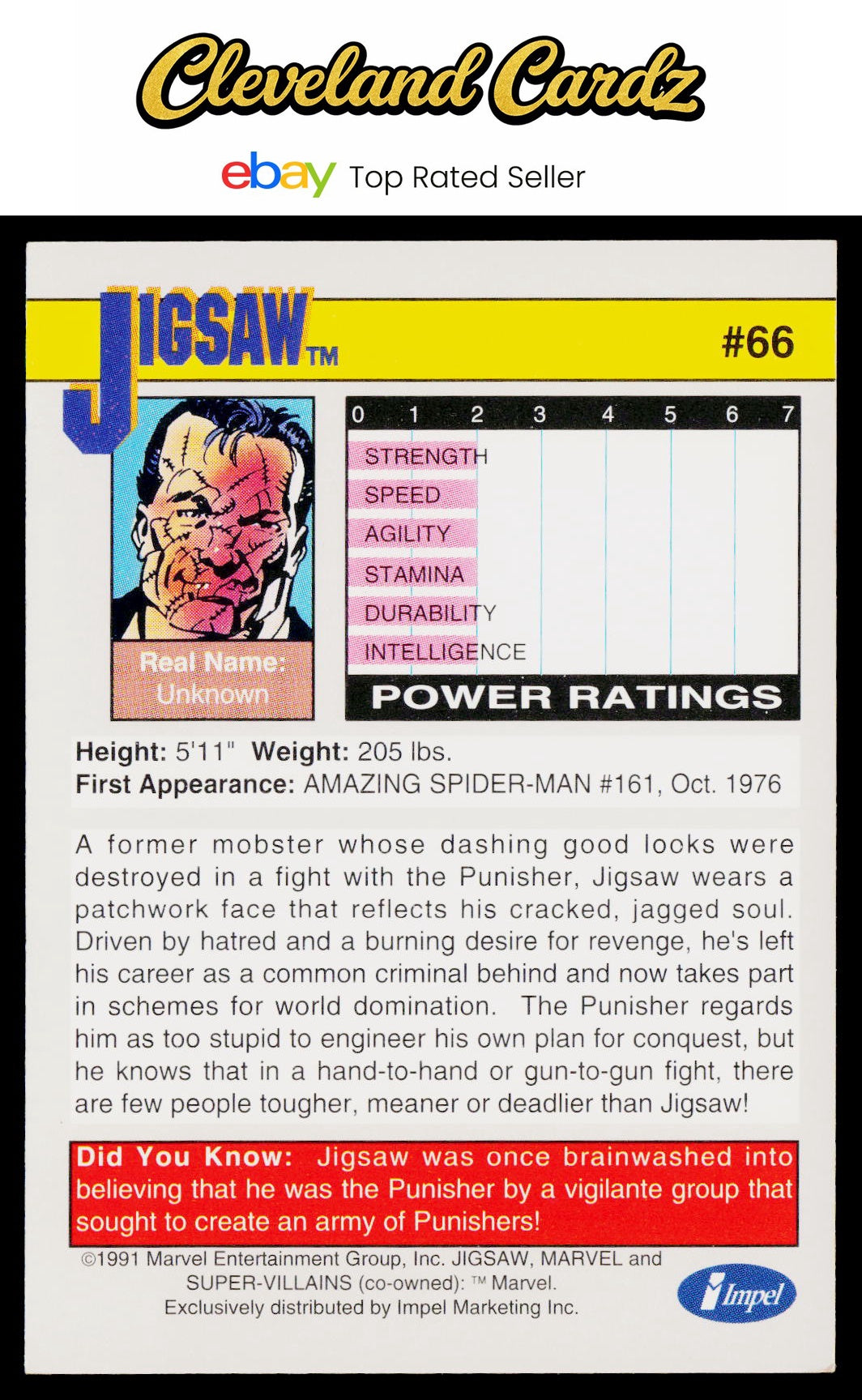 1991 Impel Marvel Universe II #66 Jigsaw