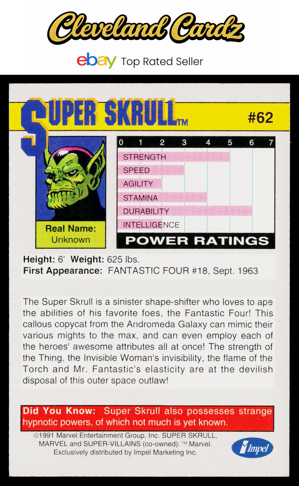 1991 Impel Marvel Universe II #62 Super Skrull