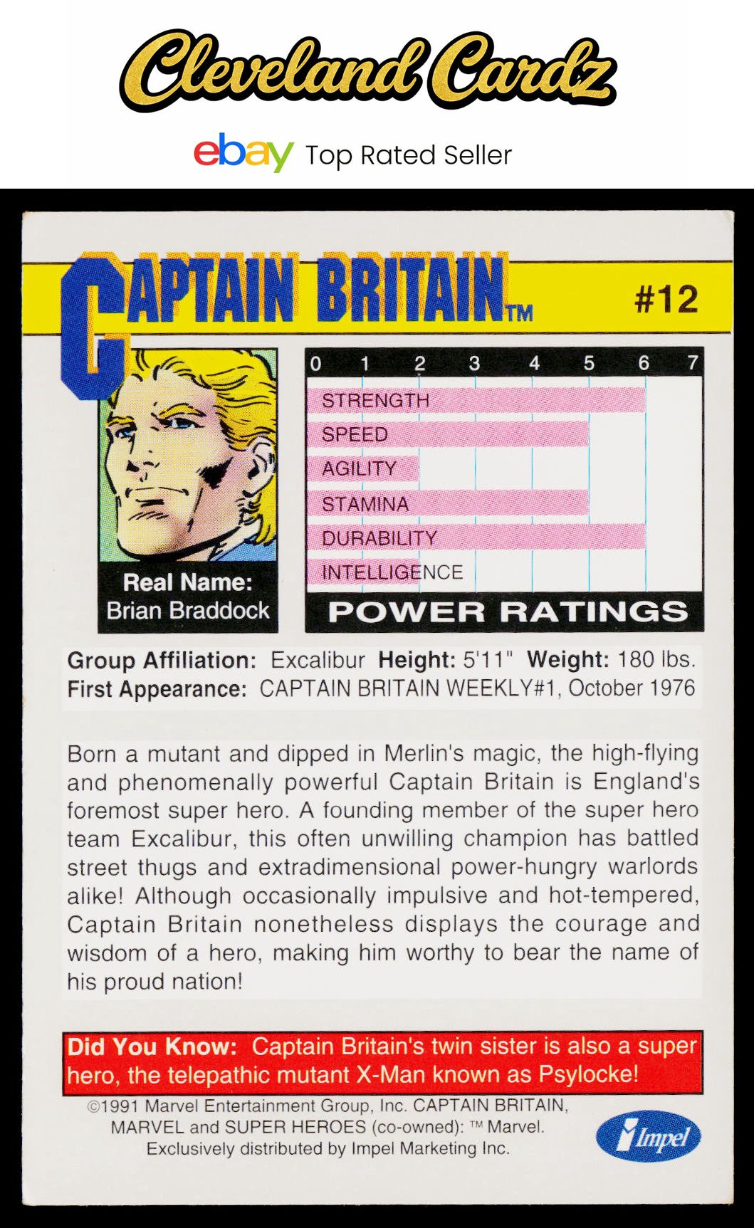 1991 Impel Marvel Universe II #12a Captain Britain
