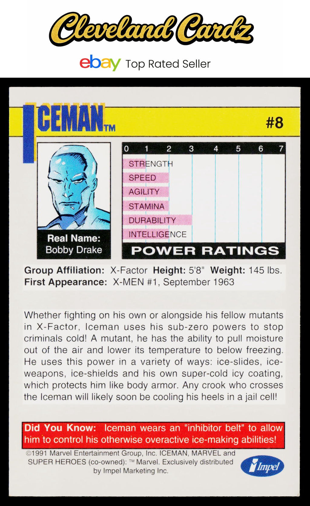 1991 Impel Marvel Universe II #8a Iceman