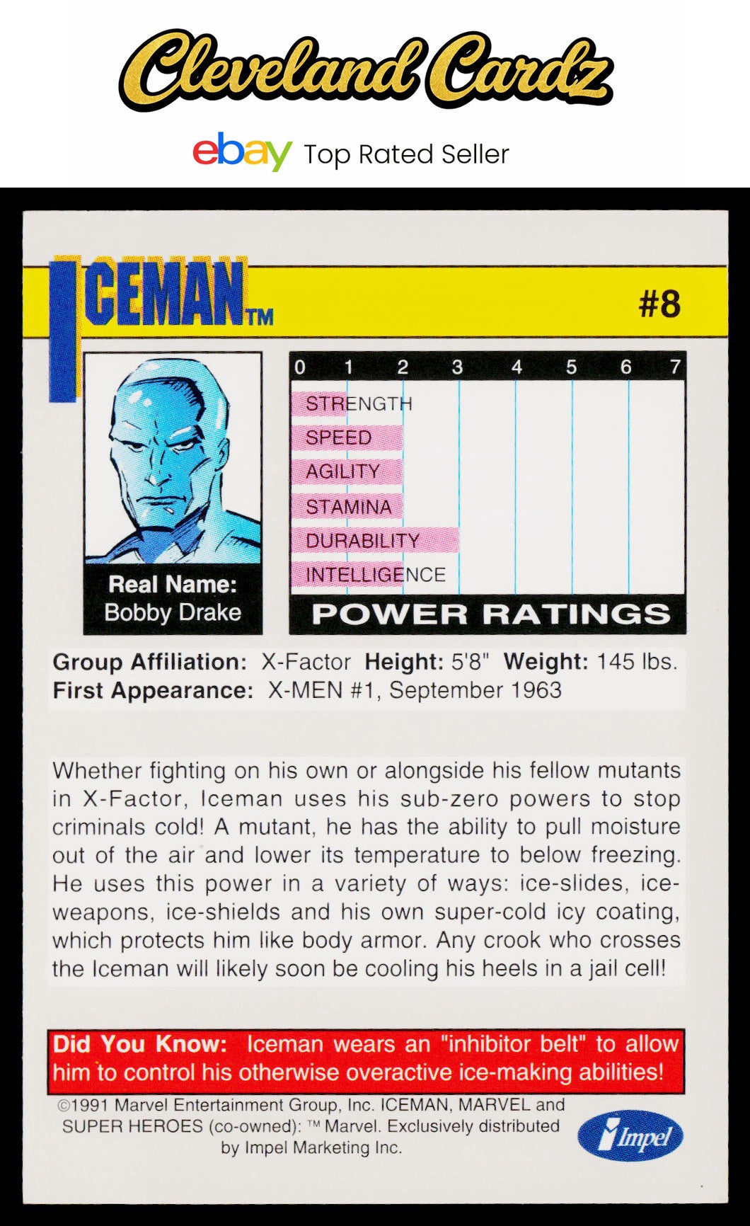 1991 Impel Marvel Universe II #8a Iceman