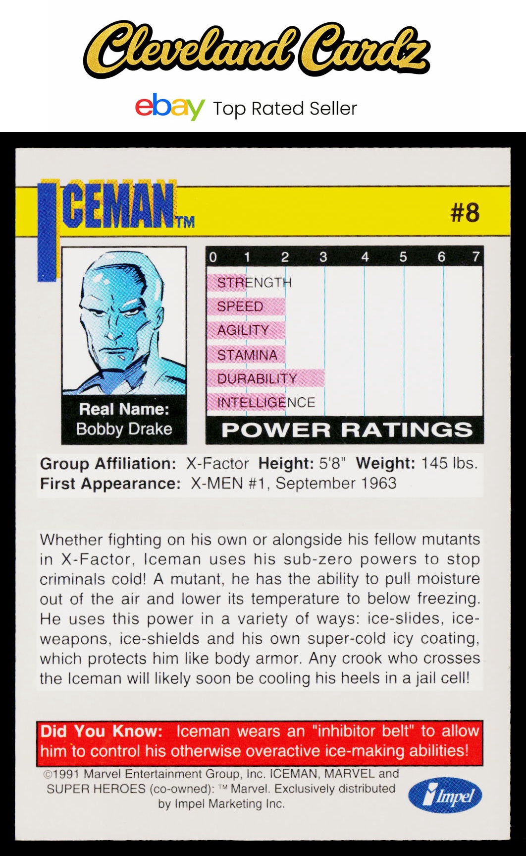1991 Impel Marvel Universe II #8a Iceman