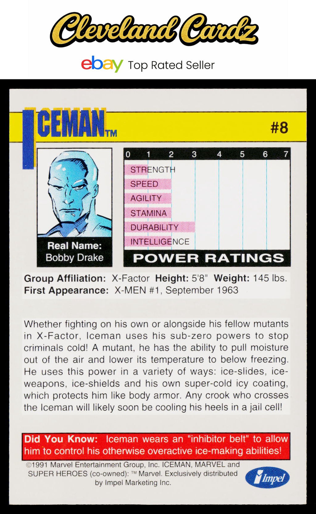 1991 Impel Marvel Universe II #8a Iceman
