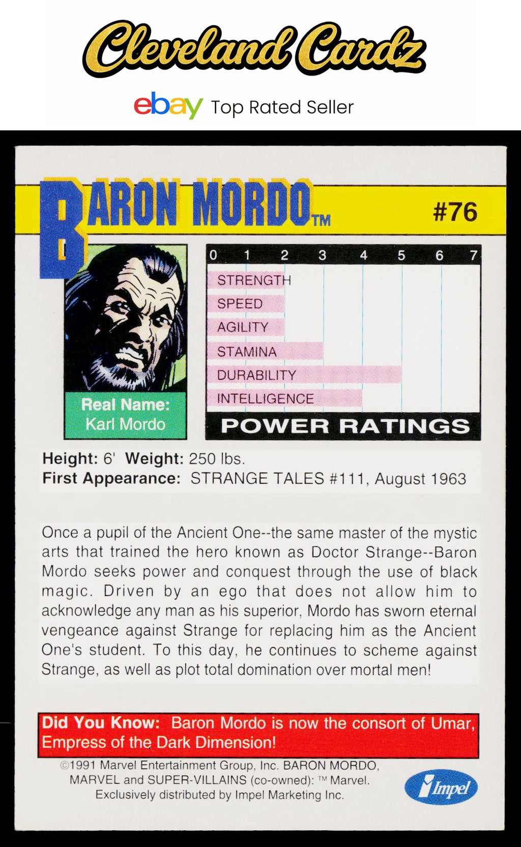 1991 Impel Marvel Universe II #76 Baron Mordo