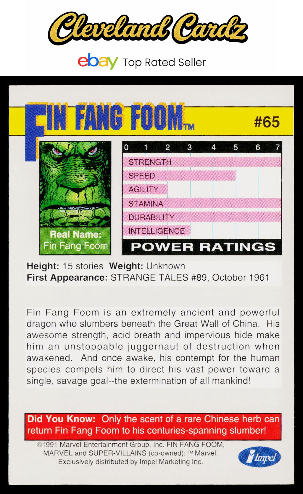1991 Impel Marvel Universe II #65 Fin Fang Foom
