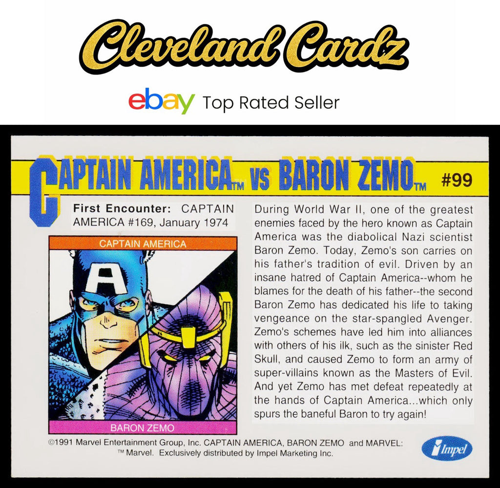 1991 Impel Marvel Universe II #99 Captain America / Baron Zemo AE