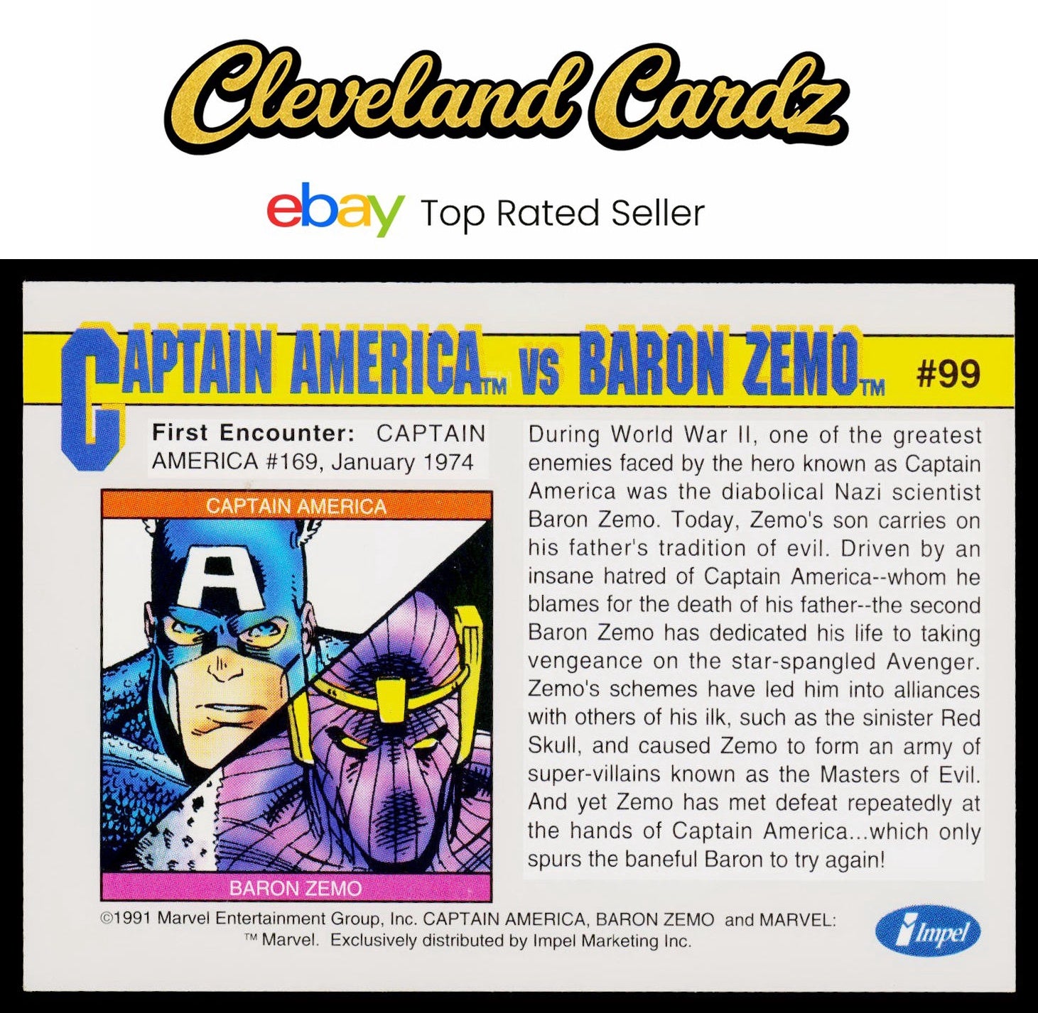 1991 Impel Marvel Universe II #99 Captain America / Baron Zemo AE