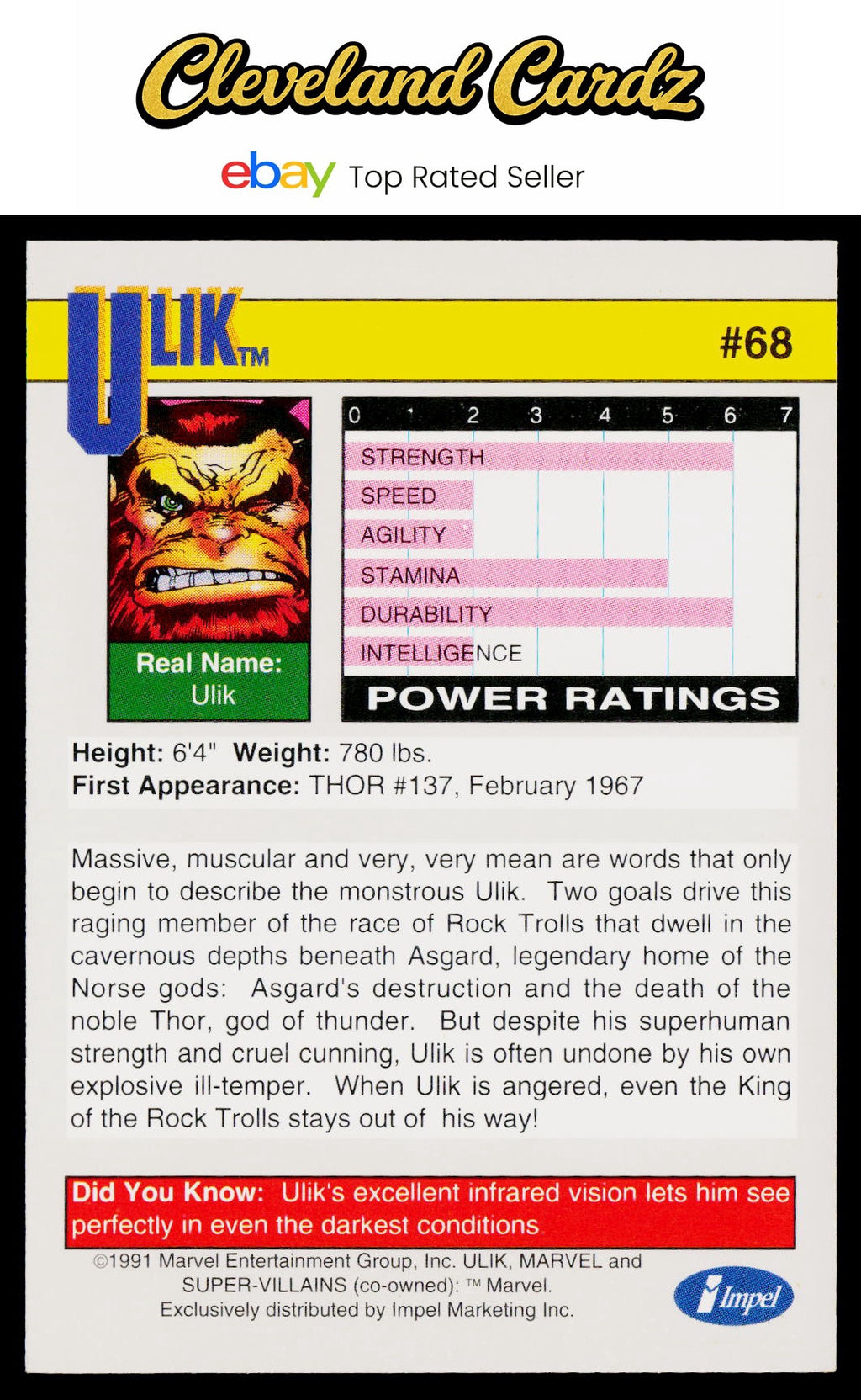 1991 Impel Marvel Universe II #68 Ulik