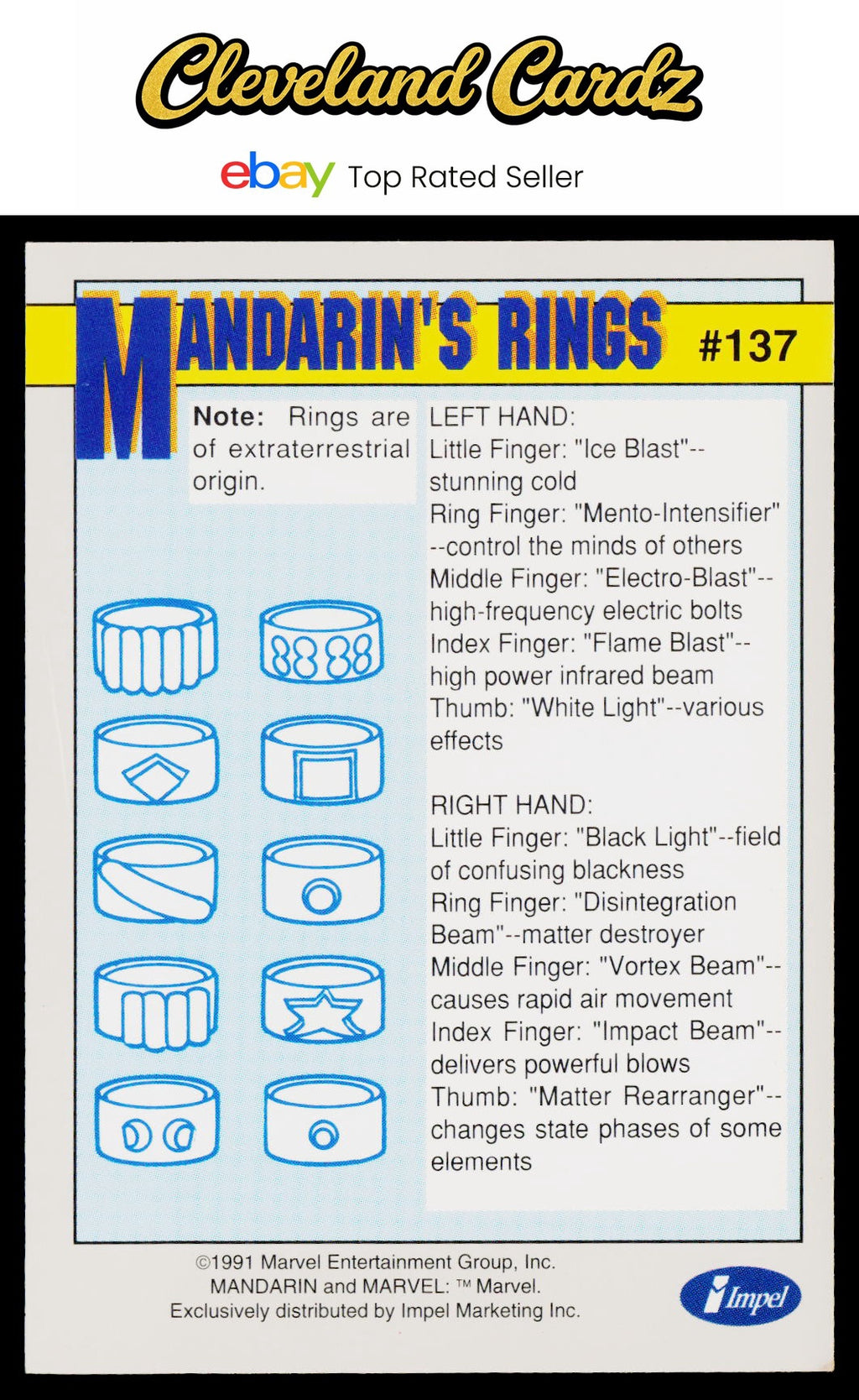 1991 Impel Marvel Universe II #137 Mandarin's Rings
