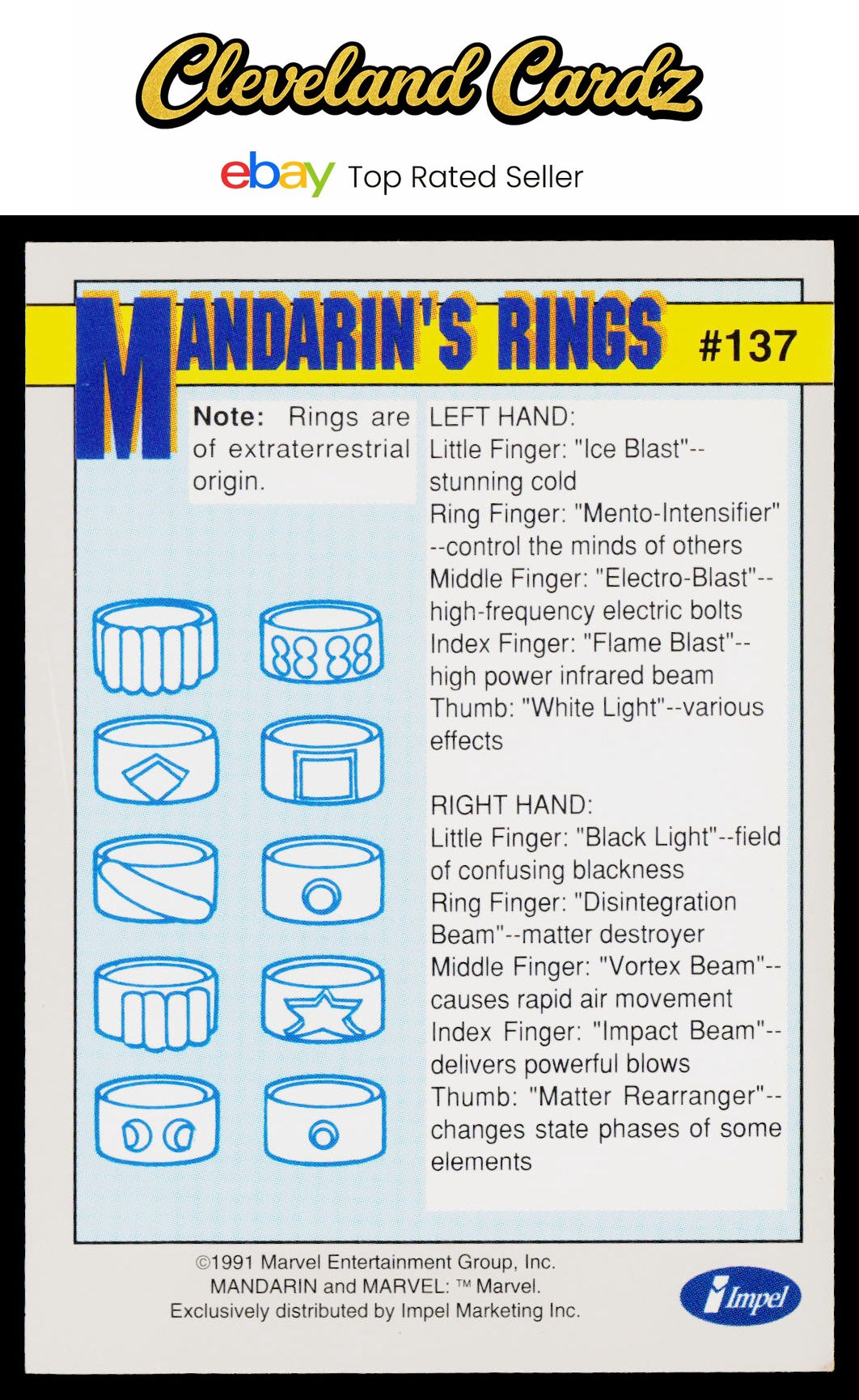 1991 Impel Marvel Universe II #137 Mandarin's Rings
