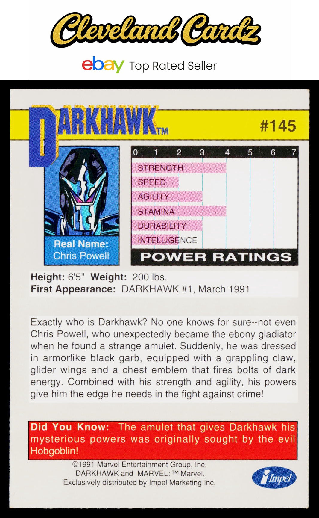 1991 Impel Marvel Universe II #145 Darkhawk