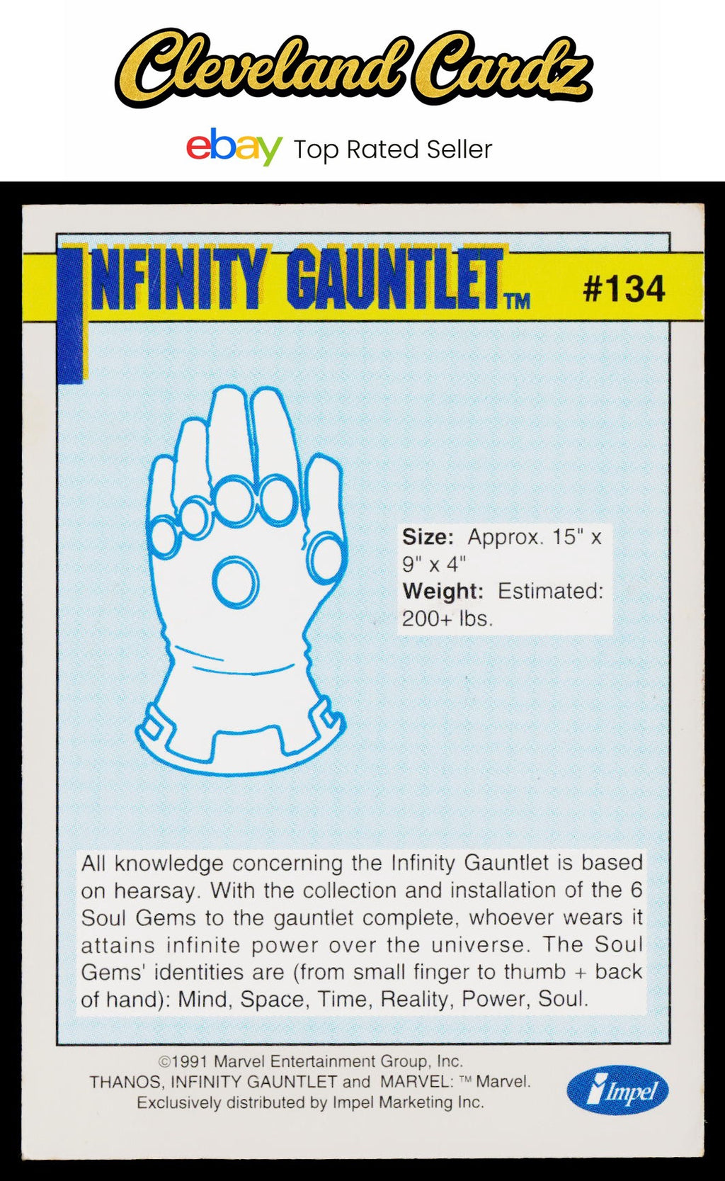 1991 Impel Marvel Universe II #134 Infinity Gauntlet