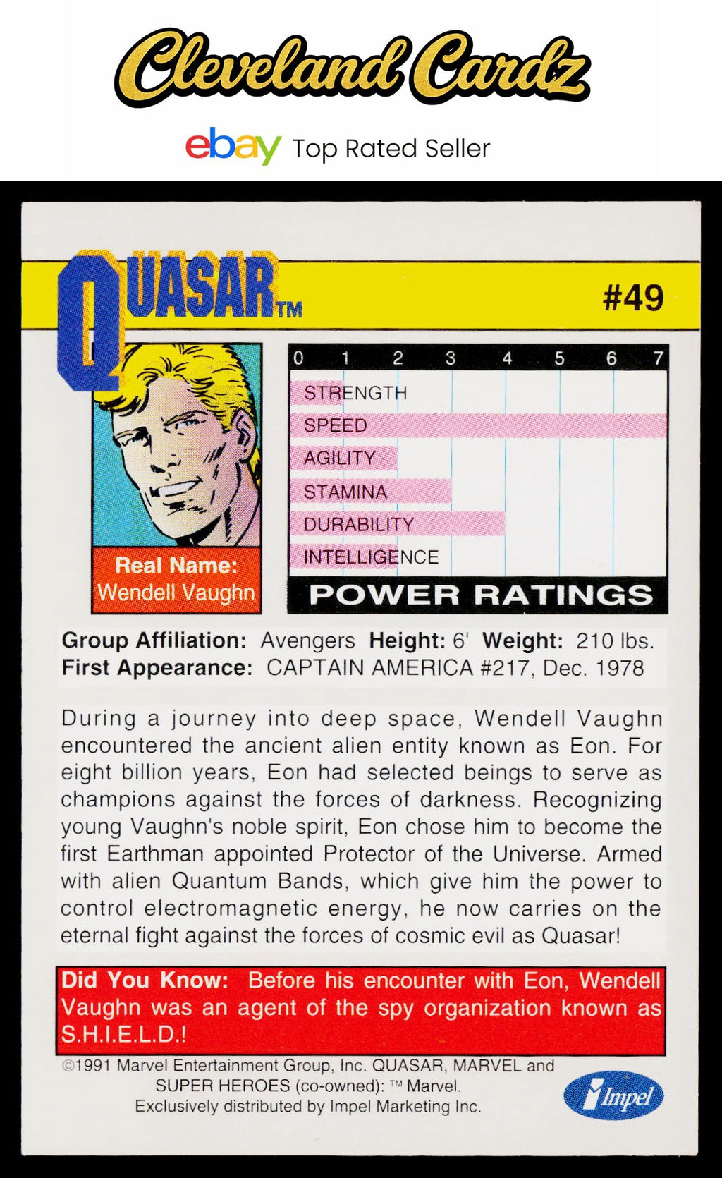 1991 Impel Marvel Universe II #49 Quasar