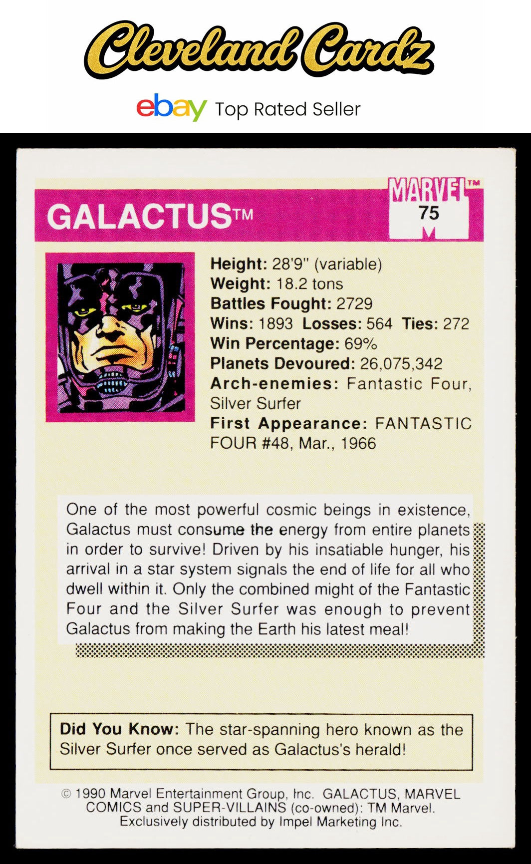 1990 Impel Marvel Universe #75 Galactus