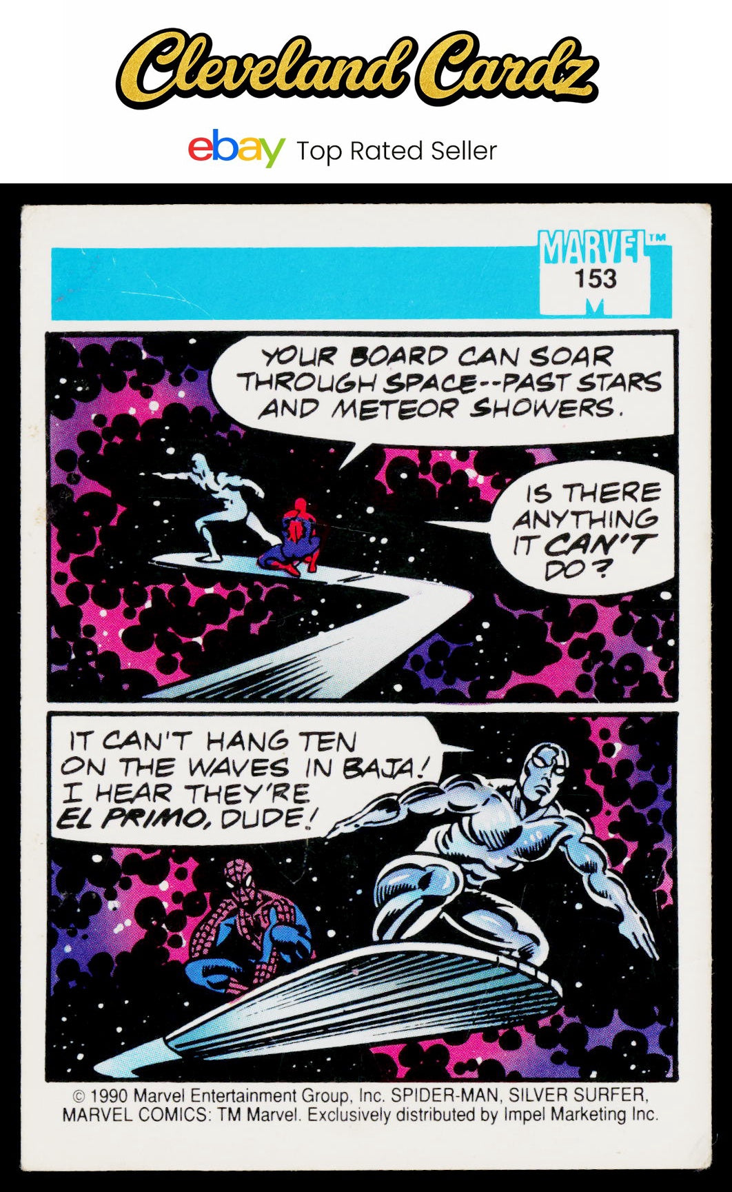 1990 Impel Marvel Universe #153 Spider-Man Presents: Silver Surfer