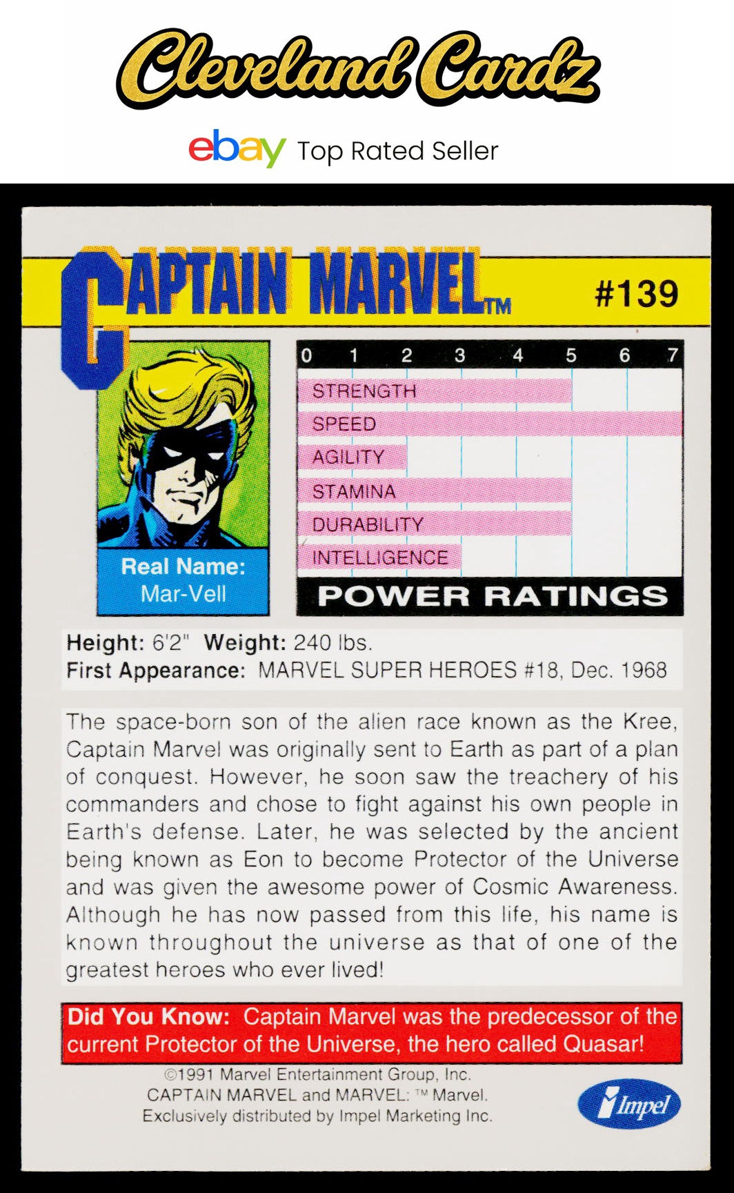 1991 Impel Marvel Universe II #139 Captain Marvel
