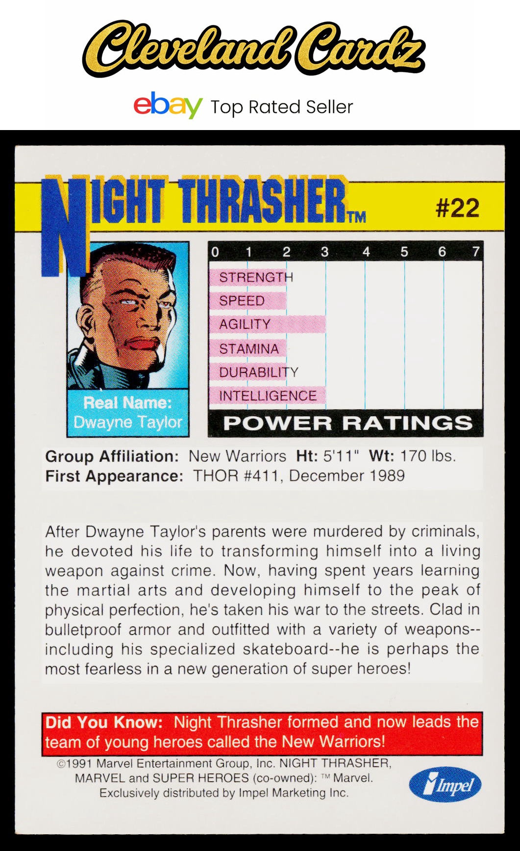 1991 Impel Marvel Universe II #22 Night Thrasher