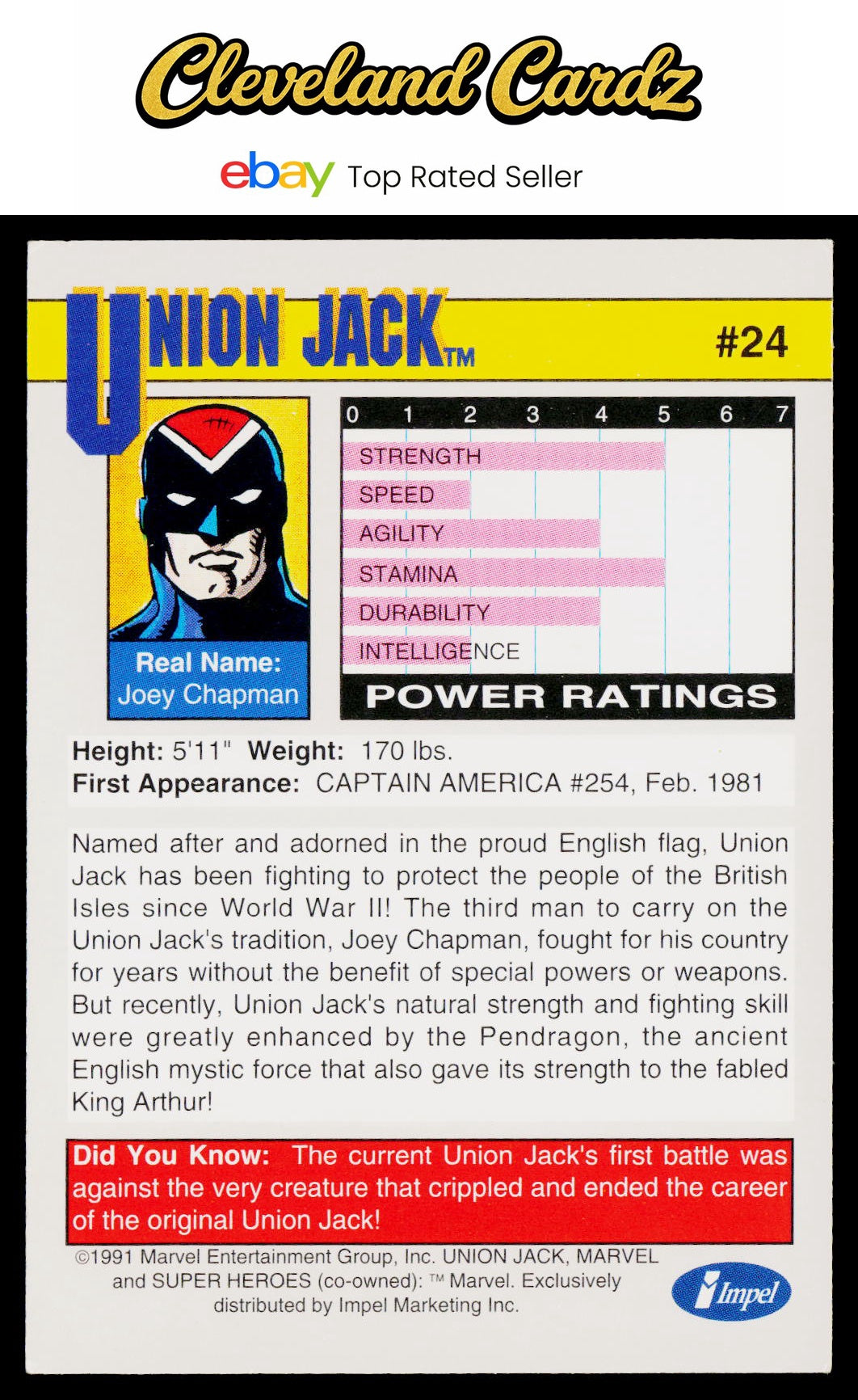 1991 Impel Marvel Universe II #24 Union Jack