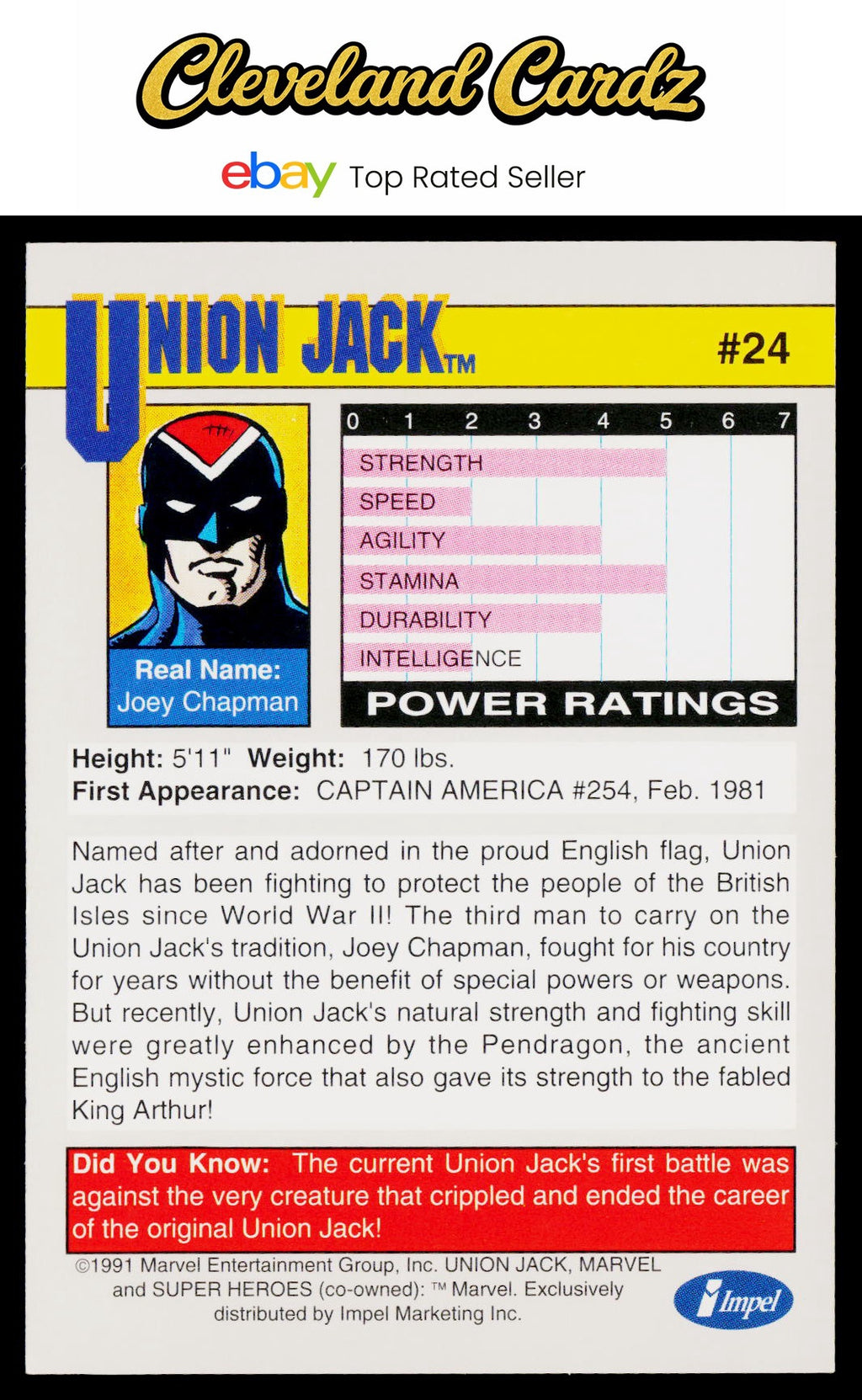 1991 Impel Marvel Universe II #24 Union Jack